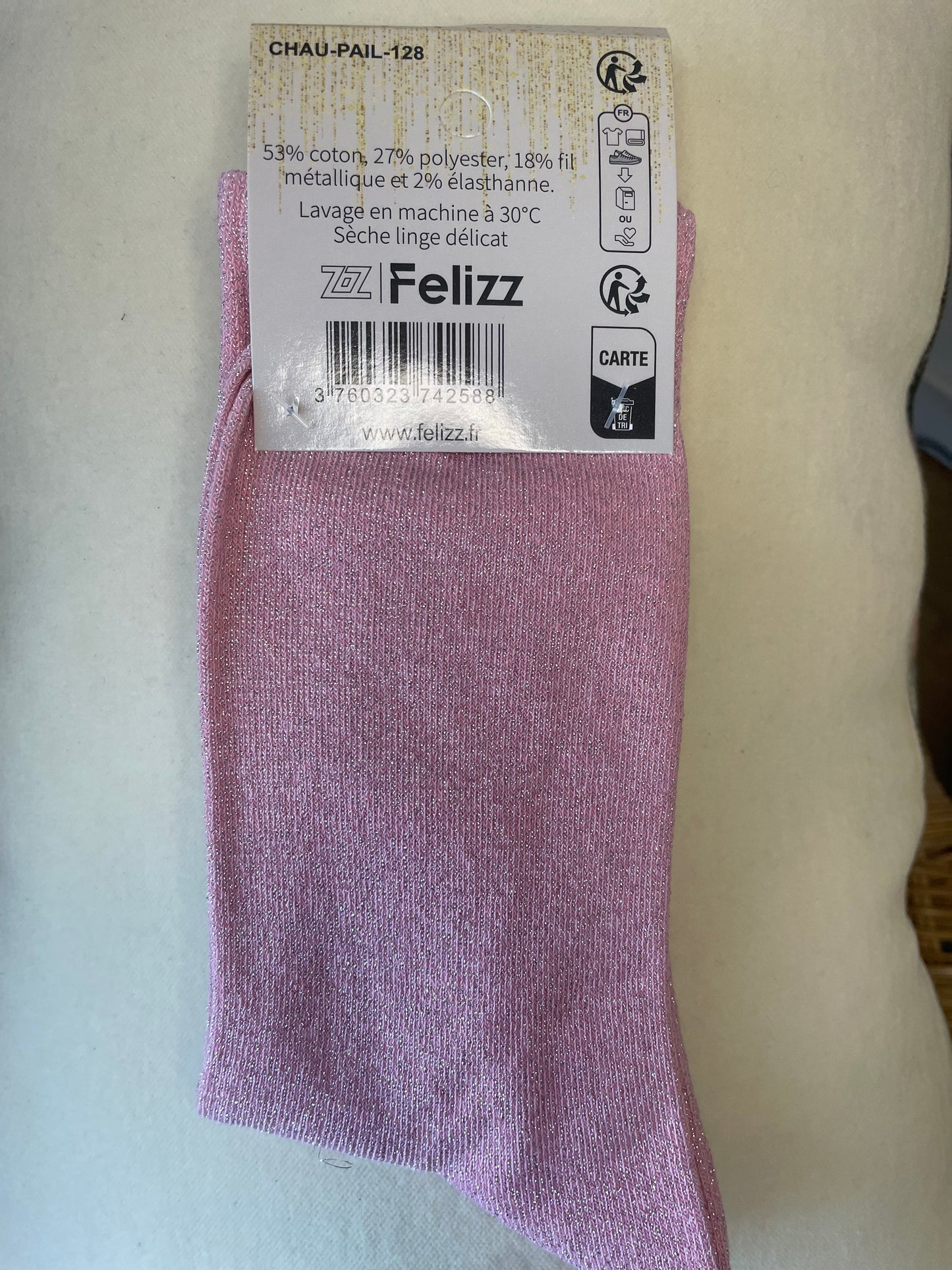 Chaussettes à Paillettes "MADAME PARFAITE" rose