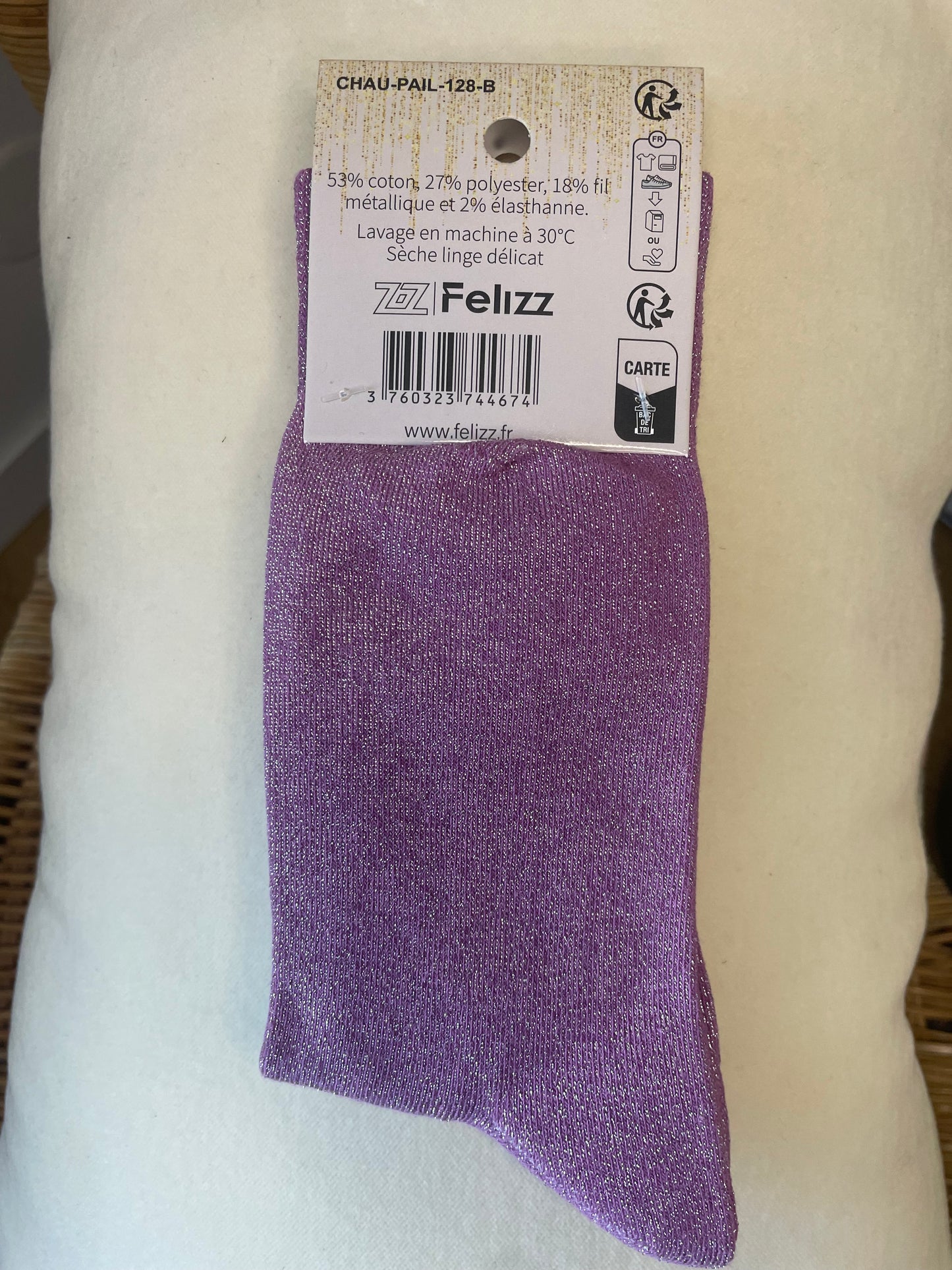 Chaussettes à paillettes "MADAME PARFAITE" violettes