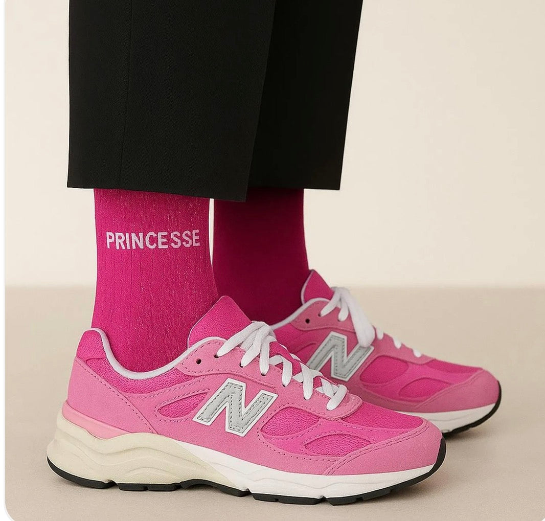 Chaussettes à Paillettes "Princesse" Rose Fuschia - Taille 36-40