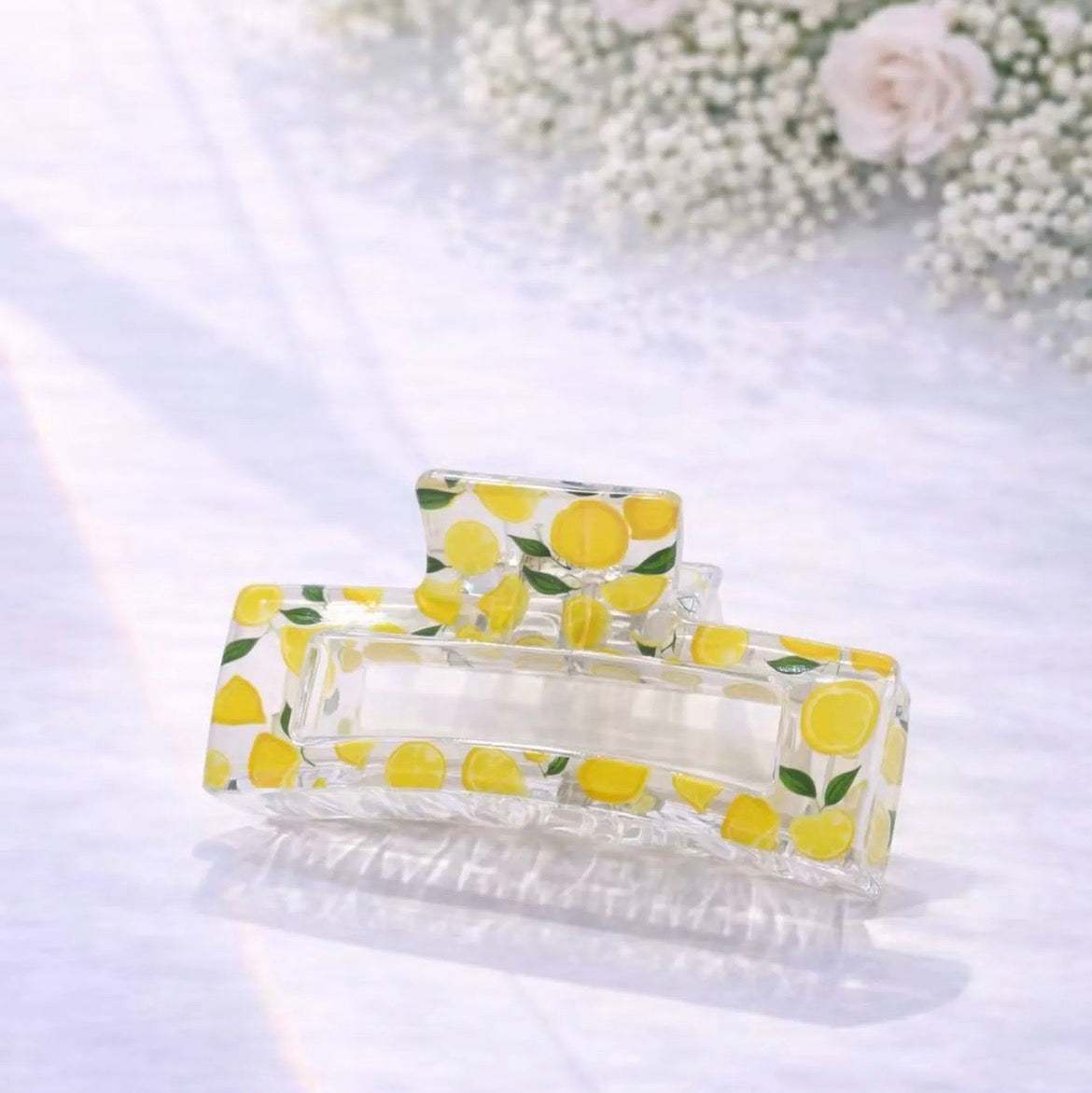 Pinces à cheveux rectangulaires motifs fruits 8,5 cm - Lemon