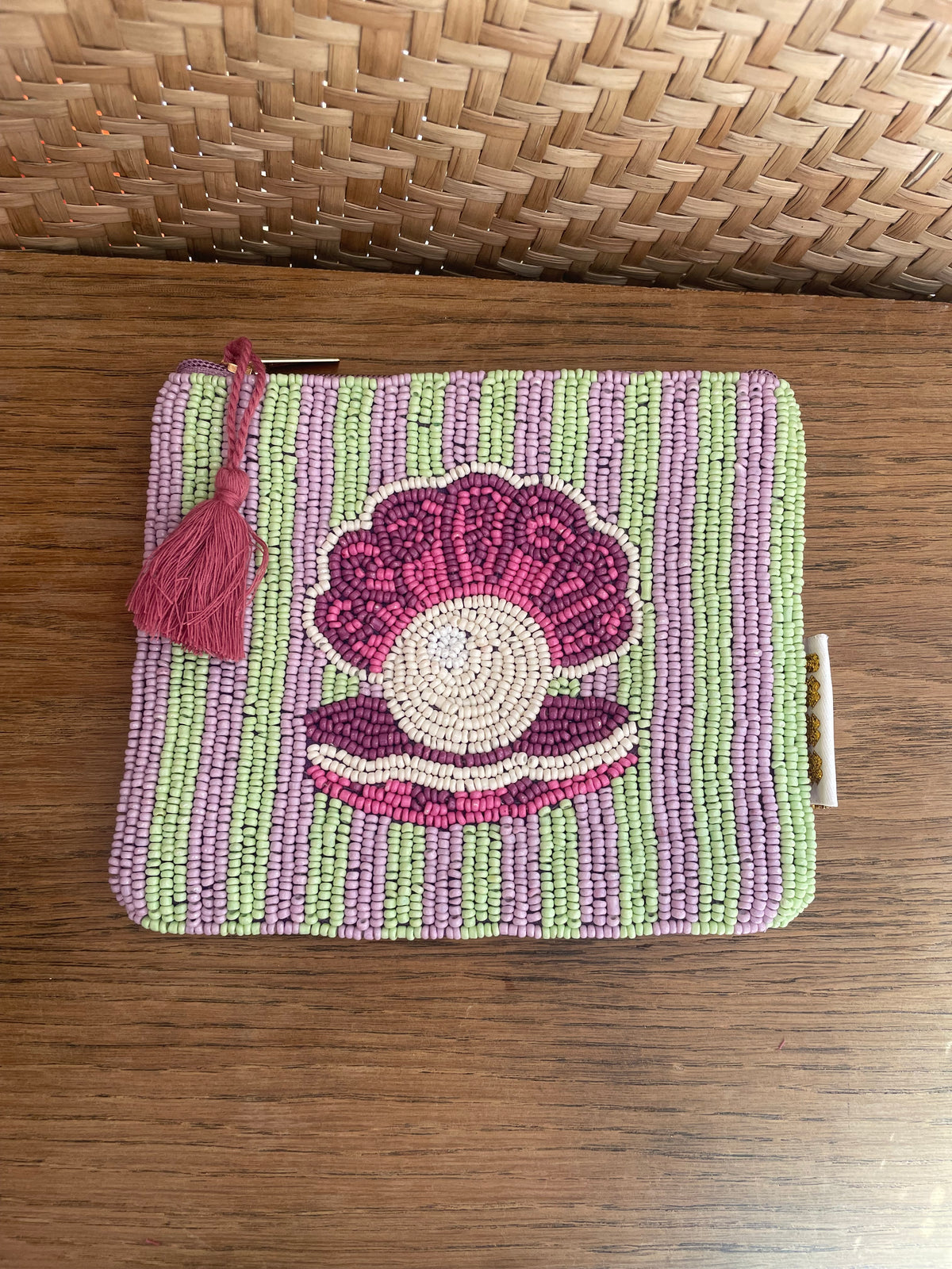 Trousse perlée artisanale - Motifs marins