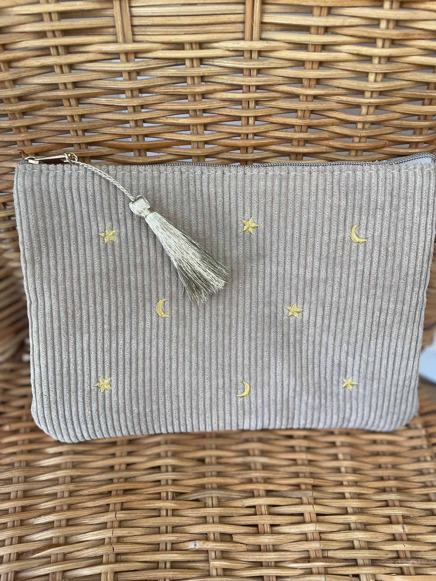 Trousse velours côtelé Lune et étoile