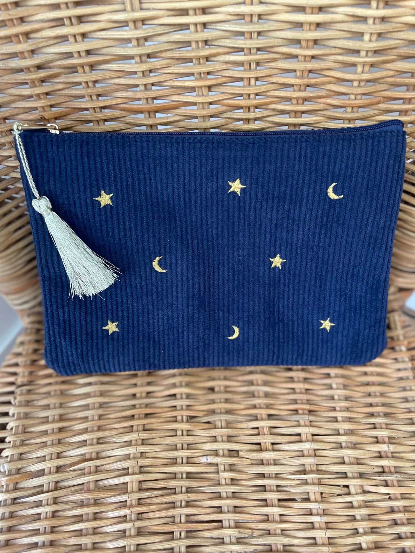 Trousse velours côtelé Lune et étoile