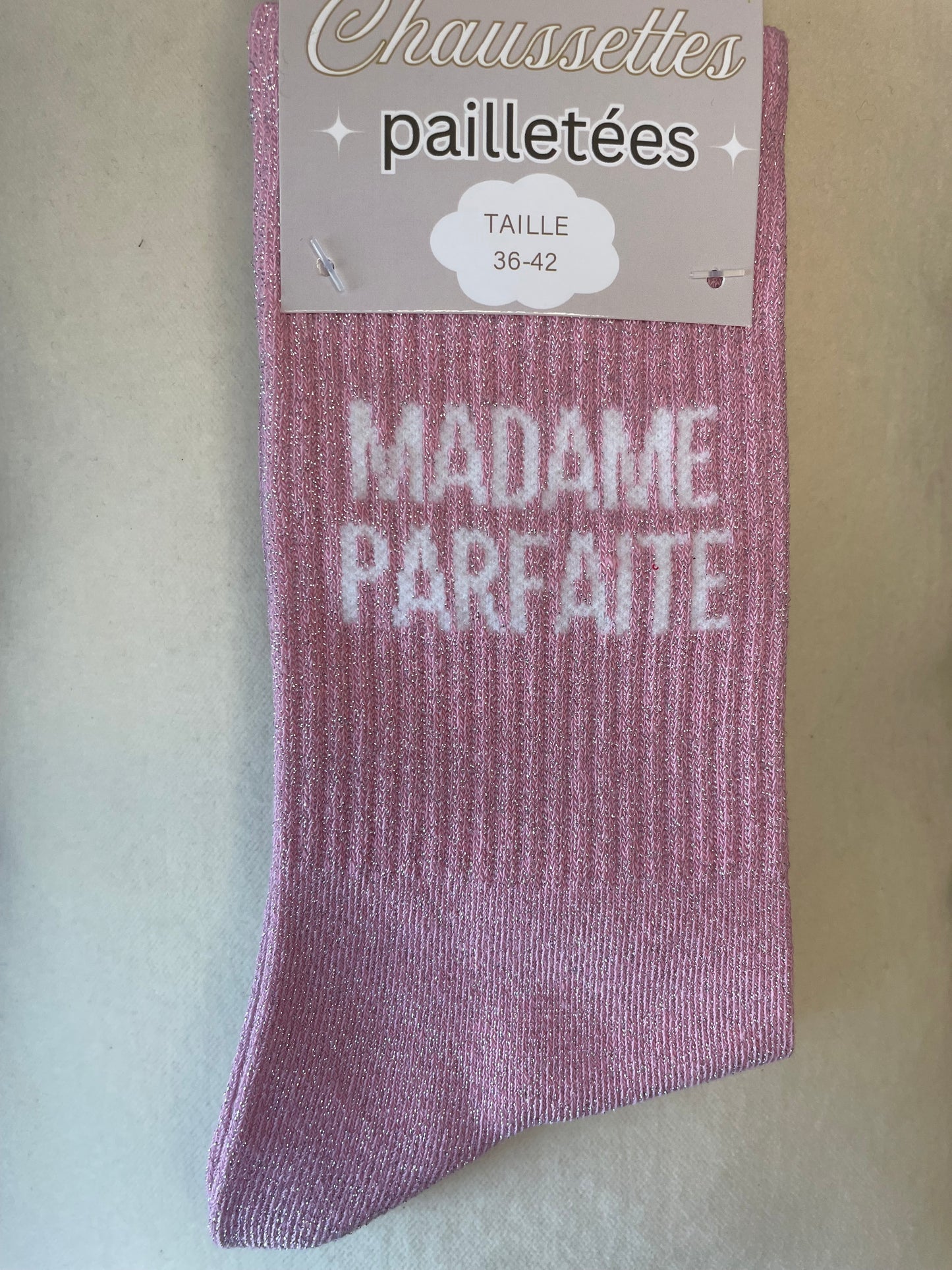 Chaussettes à Paillettes "MADAME PARFAITE" rose