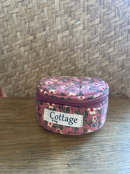Boîte à bijoux de voyage matelassée fleurie