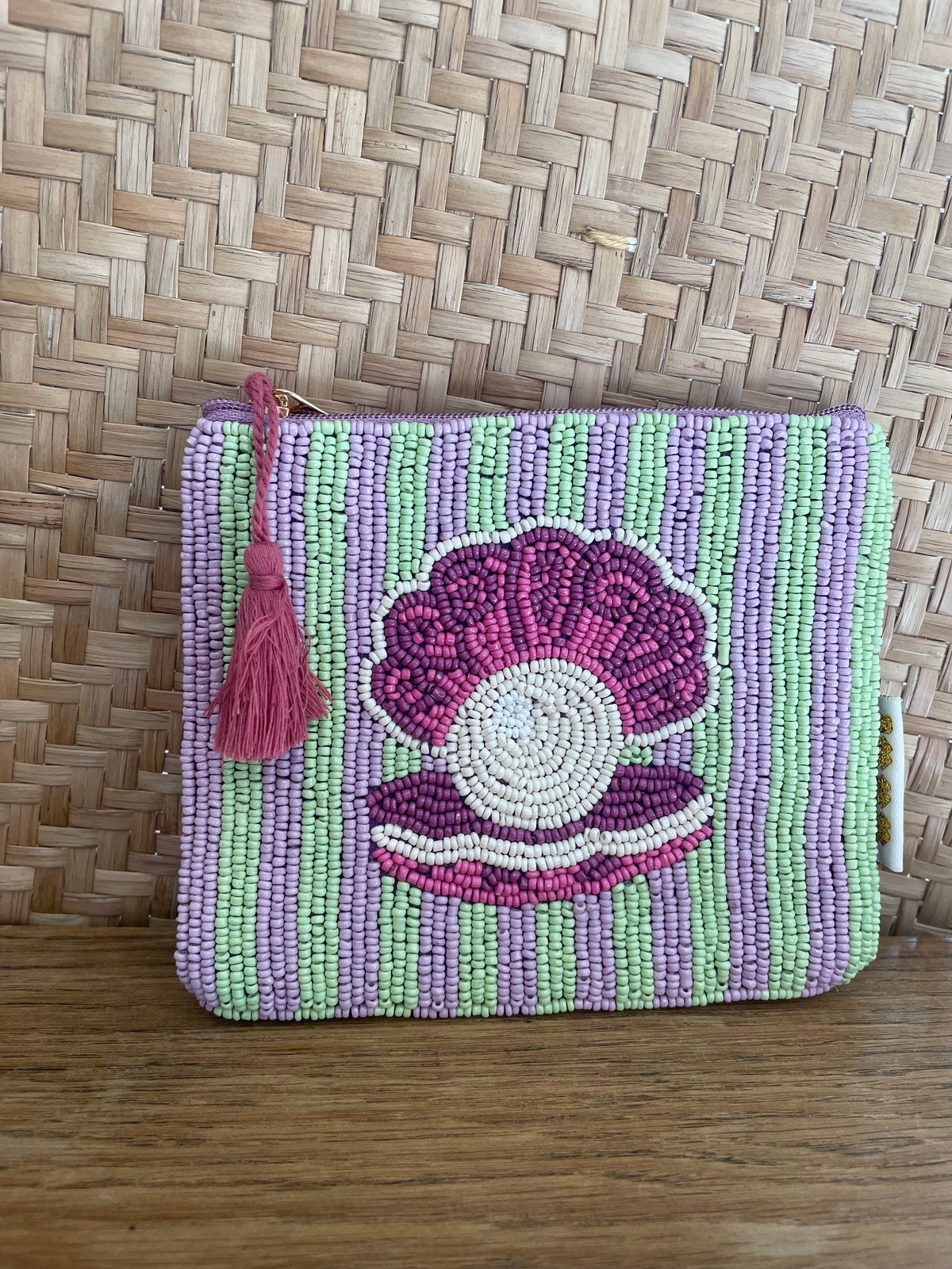 Trousse perlée artisanale - Motifs marins