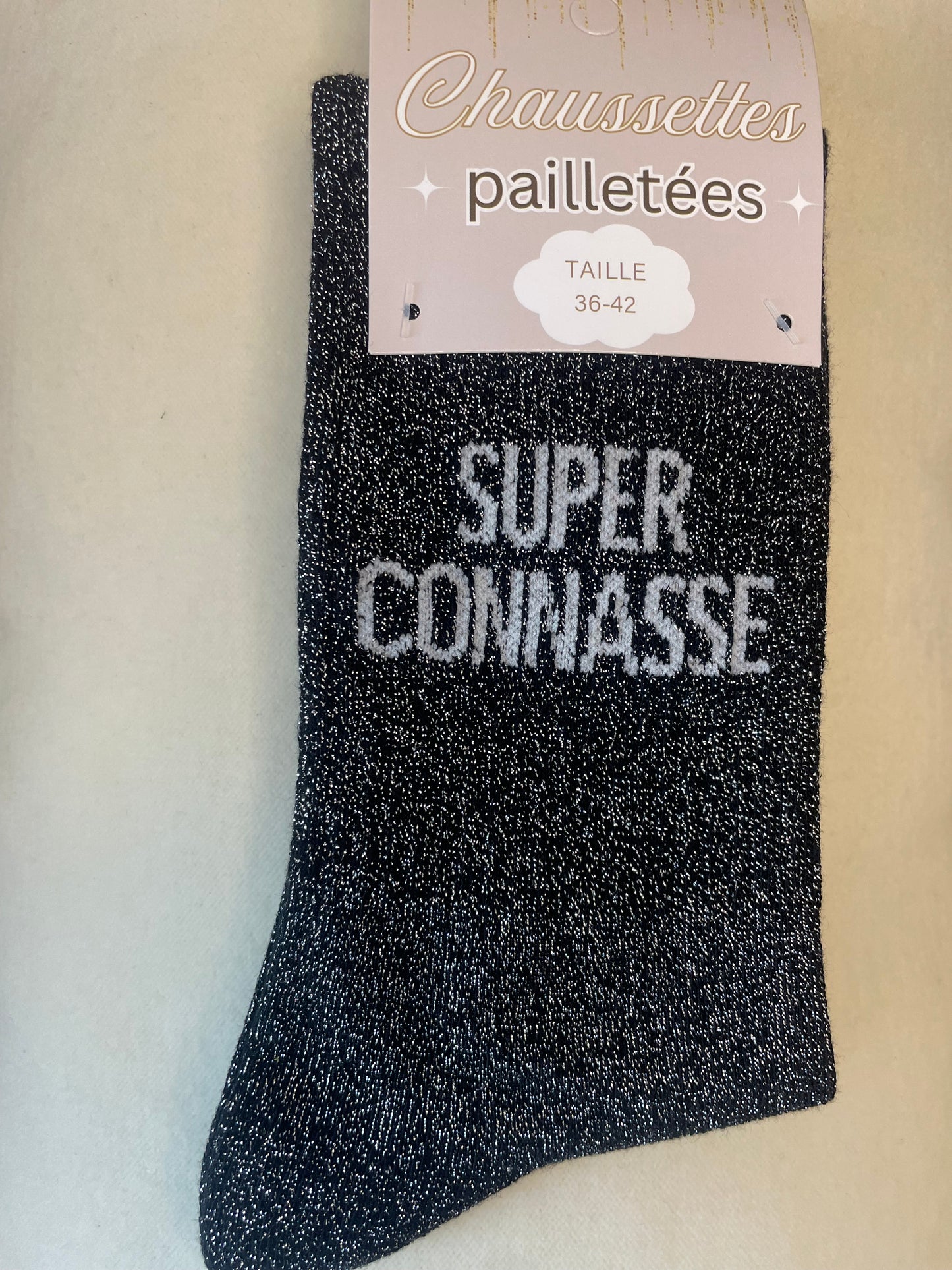 Chaussettes à Paillettes "Super Connasse"