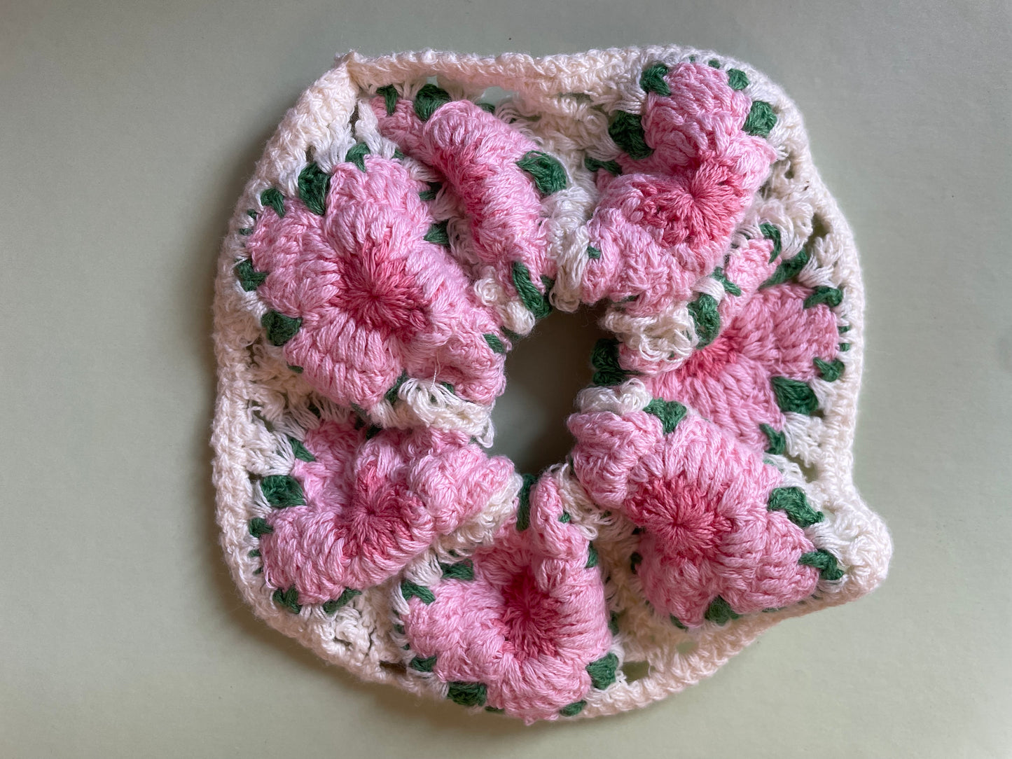 Chouchou crochet fleurs