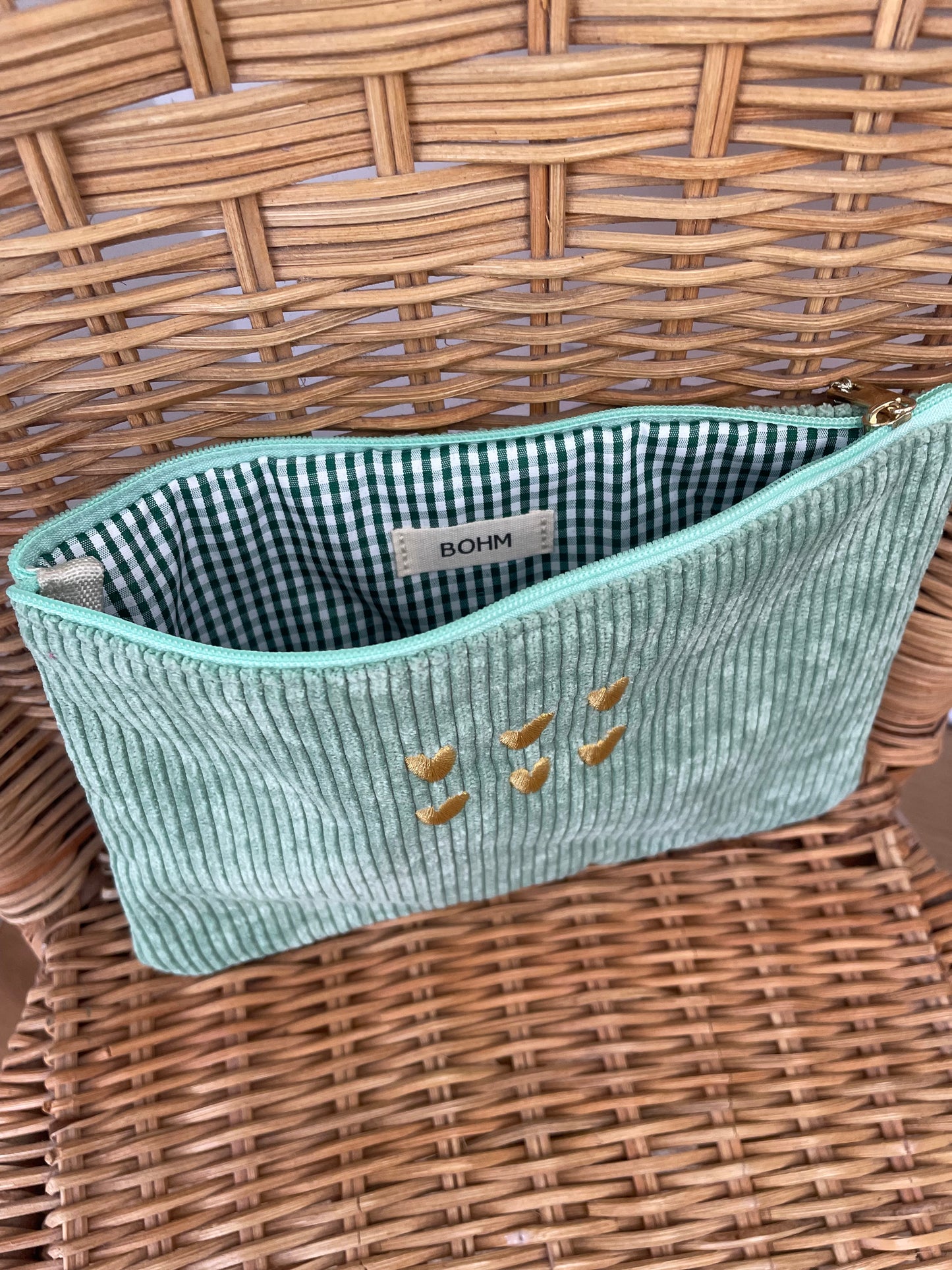 Trousse velours côtelé cœurs