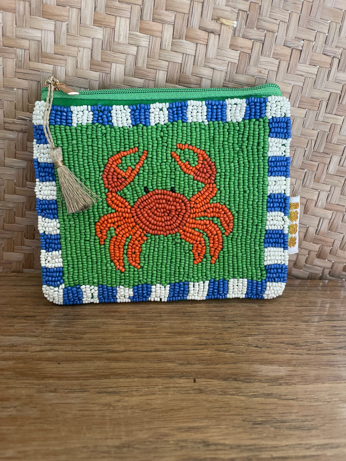 Trousse perlée artisanale - Motifs marins