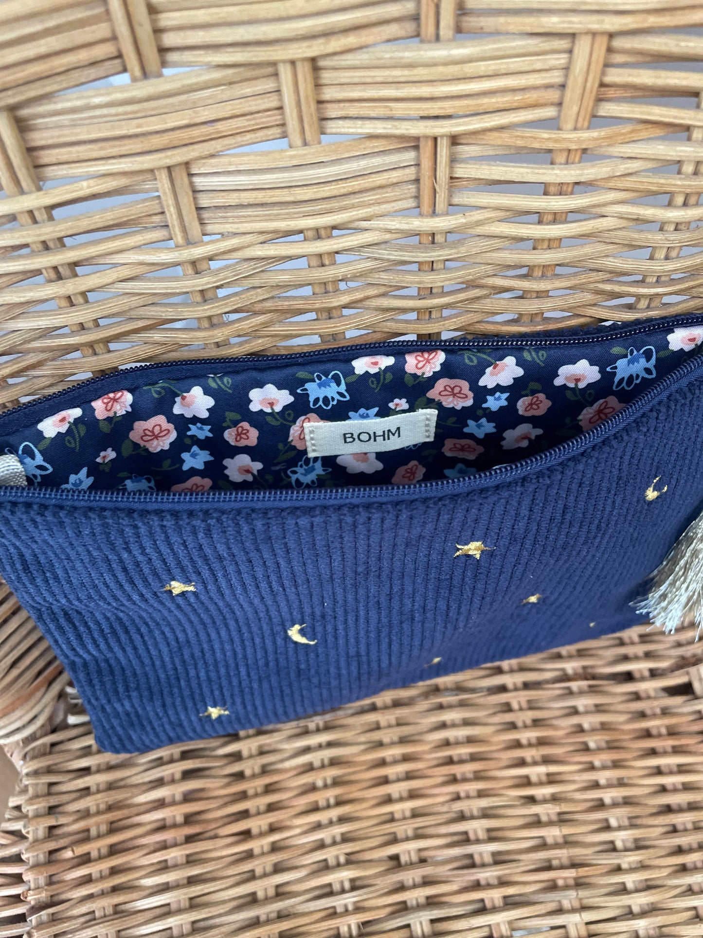 Trousse velours côtelé Lune et étoile