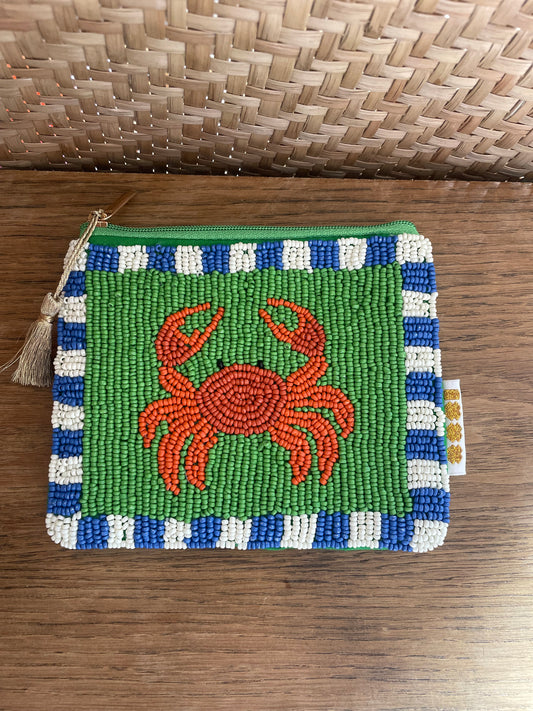 Trousse perlée artisanale - Motifs marins