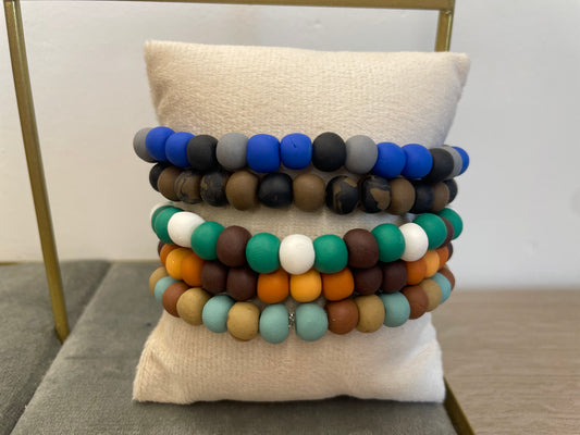 Bracelets Perles Colorées en Pâte Polymère