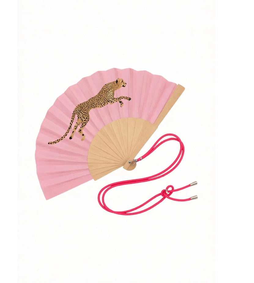 Éventail avec bandoulière - Léopard Rose