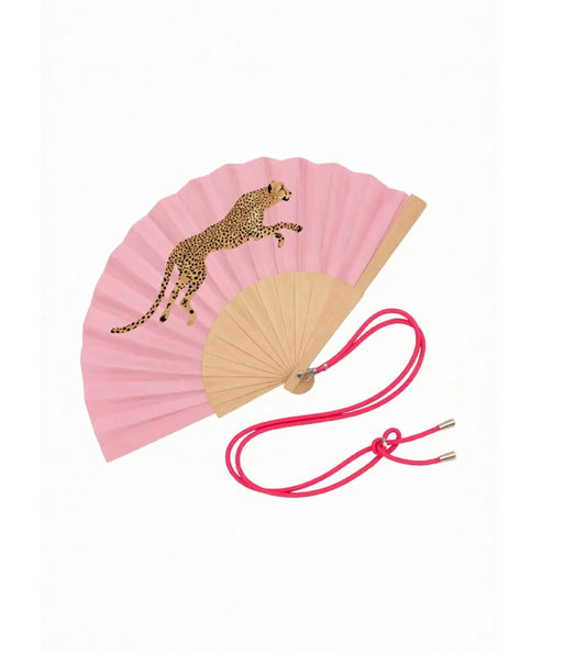 Éventail avec bandoulière - Léopard Rose