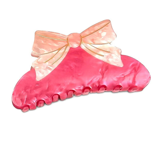 Pince à Cheveux Nœud Fuchsia et Rose